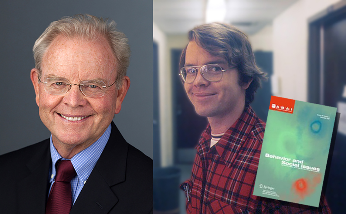 Dr. Stephen Fawcett on the right with a 1975 photo of him on the left.