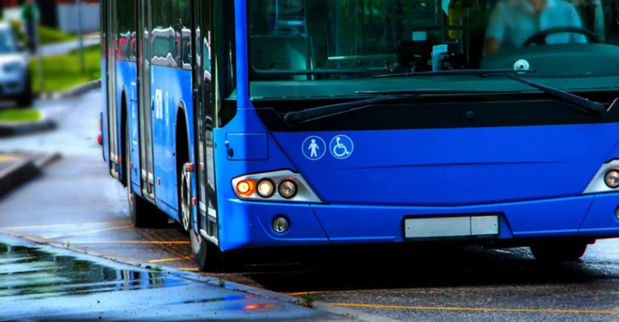Kansas City transit bus on street.