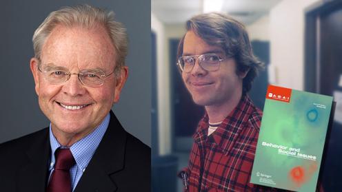 Current photo of Steve Fawcett on the left, with a 1975 photo of him on the right.